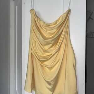 Chic Yellow Draped Dress